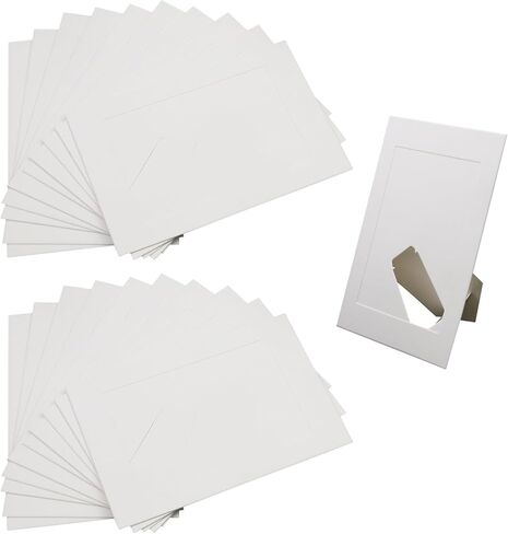 HEVSTIL 20Pcs Paper Photo Frames 4"x6" Kraft Cardboard Picture, Multipurpose DIY Kraft Paper Cardboard Photo Frame DIY Clip Photo Display Holders for Home, Office, Wedding, and Party Decor,White in Saudi Arabia