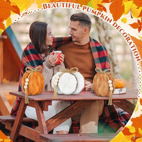 3 Pcs Fall Pumpkin Decor Thanksgiving Wooden Signs 3D Pumpkin Tabletop Signs Fall Tiered Tray Decorations Pumpkin Table Block Centerpieces for Fall Home Kitchen Harvest(Vintage Colors) in Kuwait