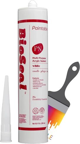 Paintable White BioSeal Acrylic Latex Silicone Caulk -PAINTABLE- Silicone Caulk 10.1oz Tube (Pack of 2) in Kuwait
