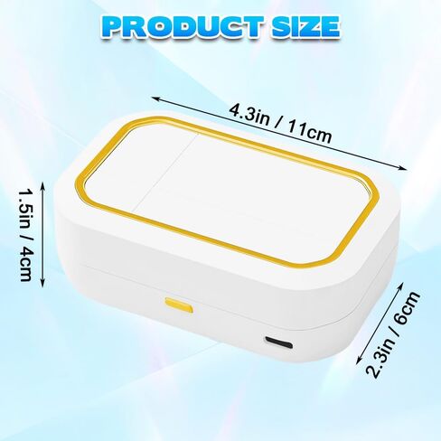 آلة تنظيف العدسات اللاصقة، منظف العدسات اللاصقة بالموجات فوق الصوتية المحمول مع 4 أوضاع توقيت، اهتزاز عالي التردد 360 درجة لتنظيف العدسات الناعمة، العدسات اللاصقة الملونة (الأبيض إلى الأزرق) in Kuwait