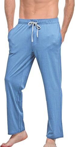 Mens Cotton Yoga Pants Home Trousers Running Bodybuilding Casual Pants Joggers Lightweight Sweatpants in Saudi Arabia