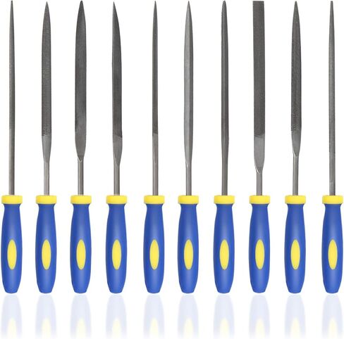 KALIM 10PCS Needle File Set High Carbon Steel File Set with Plastic Non-Slip Handle, Hand Metal Tools for Wood, Plastic, Model, Jewelry, Musical Instrument and DIY (6 Inch Total Length) in Kuwait