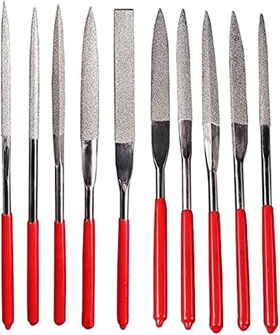 10Pcs Mini Diamond Needle File Set Jewelers Hand Files Tool Kit for Metal Ceramic Stone Jewelry Rough Carving Glass Filing, 140mm/5.1" Length in Saudi Arabia