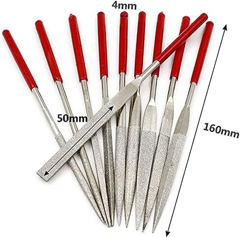 10Pcs Mini Diamond Needle File Set Jewelers Hand Files Tool Kit for Metal Ceramic Stone Jewelry Rough Carving Glass Filing, 140mm/5.1" Length in Saudi Arabia