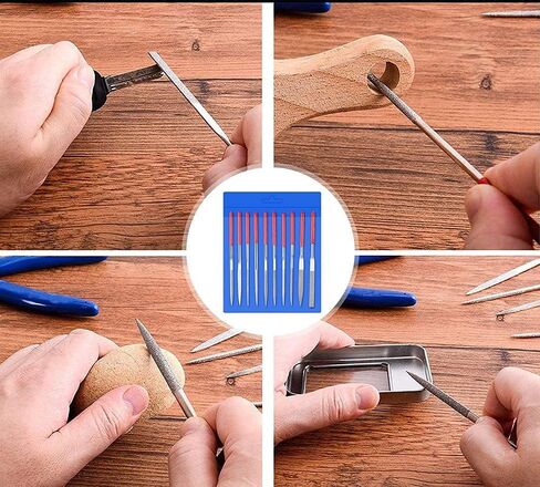 10Pcs Mini Diamond Needle File Set Jewelers Hand Files Tool Kit for Metal Ceramic Stone Jewelry Rough Carving Glass Filing, 140mm/5.1" Length in Saudi Arabia