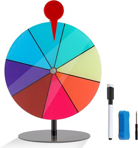 7.8" Spinning Prize Wheel, Spinning Wheel for Prizes with Stand 8 Slots Color Tabletop Roulette with Dry Erase Marker Spinner Wheel of Fortune Spinning Game for Carnival, Tradeshow, Classroom Games in Saudi Arabia
