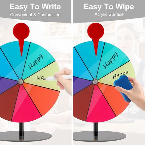 7.8" Spinning Prize Wheel, Spinning Wheel for Prizes with Stand 8 Slots Color Tabletop Roulette with Dry Erase Marker Spinner Wheel of Fortune Spinning Game for Carnival, Tradeshow, Classroom Games in Saudi Arabia