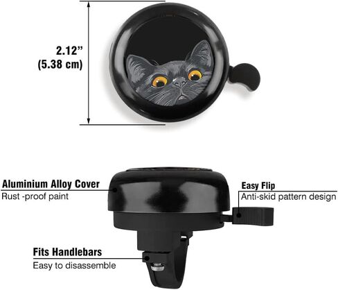 WIRESTER Black Aluminum Round Bike Bell, Classic Ring Bicycle Bell, Bike Accessories Bell Ring for Adults Kids Girls Boys - Dog Cat Animal Cute Records in Saudi Arabia