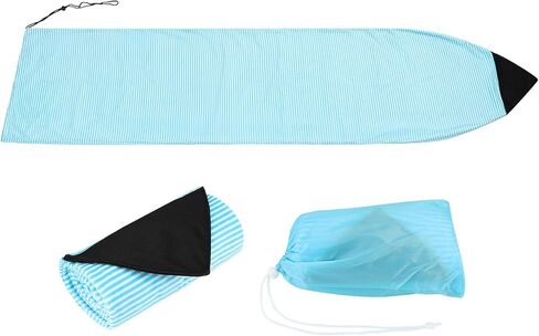 QWORK Surfboard Sock Cover - Light Protective Bag with UV and Ding Protection, Reinforced Nose and Storage Pocket (Blue and Gray, 6') in Saudi Arabia