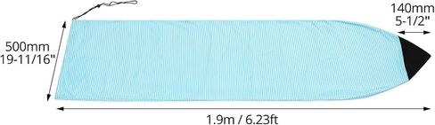 QWORK Surfboard Sock Cover - Light Protective Bag with UV and Ding Protection, Reinforced Nose and Storage Pocket (Blue and Gray, 6') in Saudi Arabia