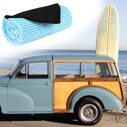 QWORK Surfboard Sock Cover - Light Protective Bag with UV and Ding Protection, Reinforced Nose and Storage Pocket (Blue and Gray, 6') in Saudi Arabia