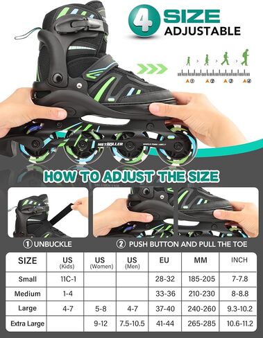 METROLLER Adjustable Inline Skates for Girls Boys with Light up Wheels Roller Skates Kids Youth Fun Beginner Blades Youth Ages 5-8 8-12 Adults Outdoor in Kuwait
