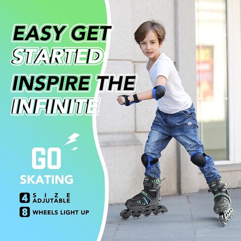 METROLLER Adjustable Inline Skates for Girls Boys with Light up Wheels Roller Skates Kids Youth Fun Beginner Blades Youth Ages 5-8 8-12 Adults Outdoor in Kuwait