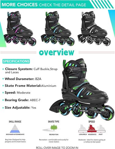 METROLLER Adjustable Inline Skates for Girls Boys with Light up Wheels Roller Skates Kids Youth Fun Beginner Blades Youth Ages 5-8 8-12 Adults Outdoor in Kuwait
