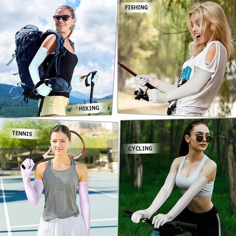 3 Pairs UV Long Sun Gloves Women Touchscreen Driving Full Finger Protective Arm Gloves UPF 50+ for Outdoor Sports in Saudi Arabia