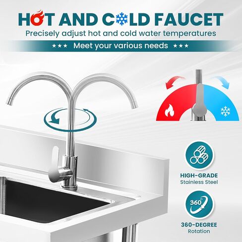 Commercial Stainless Steel Sink Free Standing Triple Bowl Utility Laundry Outdoor Kitchen Sink for Restaurant, Kitchen, Bar, 39" x 20" Triple Bowl in Saudi Arabia