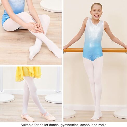 3 أزواج من الجوارب الباليه للفتيات ذات القدمين المرنة الناعمة للرقص جوارب بيضاء ووردية زي مدرسي جوارب طويلة in Kuwait