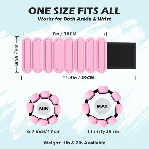 Jueachy Wrist-Ankle-Weights for Women: Bala Bangle Set of 2(1Lbs Each) Arm Weights Weighted Adjustable for Walking Exercise Workout Pilate in Saudi Arabia