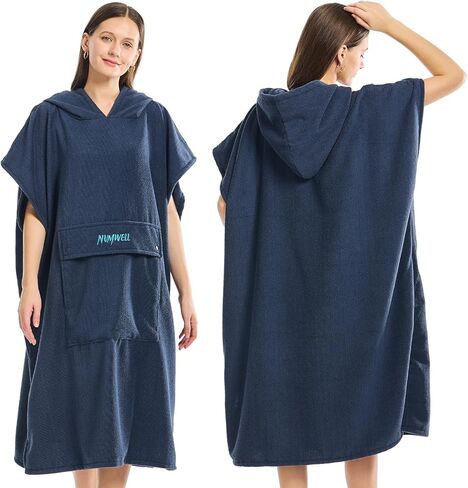 رداء منشفة تغيير المعطف مع غطاء للرأس، منشفة شاطئ من الألياف الدقيقة سريعة الجفاف ماصة للماء مع جيب لركوب الأمواج والسباحة والاستحمام وتغيير ملابس الغوص (أخضر زيتوني) in Kuwait