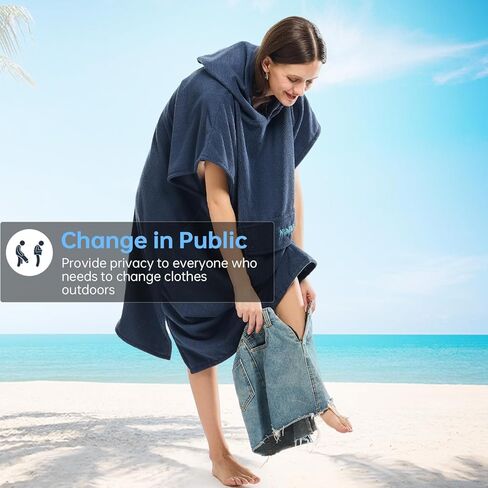 رداء منشفة تغيير المعطف مع غطاء للرأس، منشفة شاطئ من الألياف الدقيقة سريعة الجفاف ماصة للماء مع جيب لركوب الأمواج والسباحة والاستحمام وتغيير ملابس الغوص (أخضر زيتوني) in Kuwait