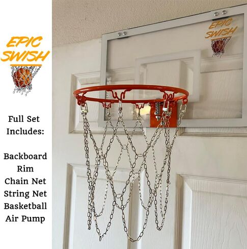 Epic Swish Chain Net Indoor Mini Basketball Hoop, Over-The-Door, Full Set with Beautiful Chain Net, Clear in Saudi Arabia