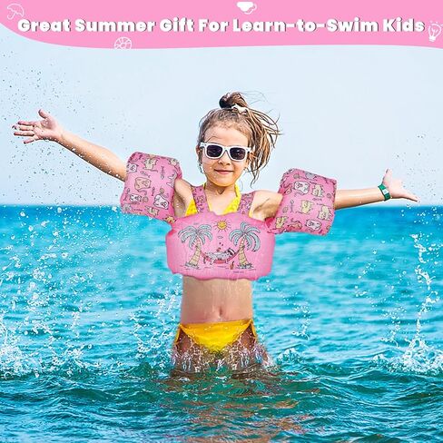Toddler Swim Vest for 22-66 Pounds Boys and Girls, Kids Floaties with Arm Water Wings, Toddler Swim Jacket Pool Vest Jumper for 2-7 Years Old… in Saudi Arabia