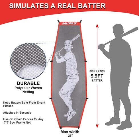 7'X7' Baseball Softball Practice Net,Pitching Net,Batting Net,with Large Ball Collection System,Baseball Pitching Kit - Batter Dummy,Bonus Strike Zone in Kuwait
