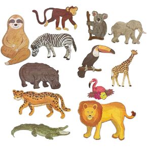 Jungle Animal Safari Paper Cutouts for Home and Party Decor (12-Count)