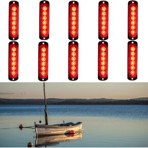 Boat Interior Lights LED Marine Courtesy Lights IP68 Waterproof for Deck Transom Cabin Cockpit Dinghy Pontoon Jon Boat Kayak Bass Boat Surface Mount (Blue, 10Pcs)