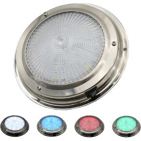 Marine Boat Dome Lights, 5.5 Inch RGBW LED Boat Cabin Lights with Toggle Switch, LED Boat Interior Lights with Stainless Steel Surface Mount 12V