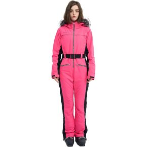 Women Ski Suit One Piece Snow Jumpsuit Snow Stretchy Outfit Snowboard Onesie Insulated Waterproof Winter Warm