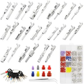 JIANWEI 500Pcs Connector Pins Kit, Connector Pins Crimped Terminal Automotive Car Kit, Electrical 1/1.5/1.8/2.2/2.8/3.5mm Pins Male&Female Wire Pins Remover Tool Kit(as Shown)