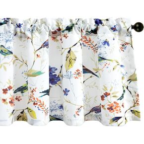 VOGOL Birds Printed Valances for Windows, Pocket Window Curtains Valance for Kitchen Living Room, W 52 x L 18, One Panel