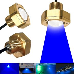 2 Pcs Standard 1/2in NPT Boat Drain Plug Light Underwater Boat LED Light,Boat Trailer Light with APP RF Remote Control for Fishing Swimming Divinng,Smart Cooling System,40W,4100LM (Green)