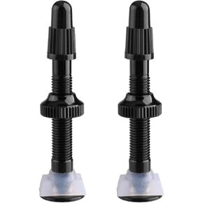 TRIWONDER Bicycle Tubeless Presta Valves Stem 40mm 60mm Aluminum Alloy Bike Vacuum Tire Nozzle Fits Most Rims (2 Pack) (Black, 40mm - 2 Pack)