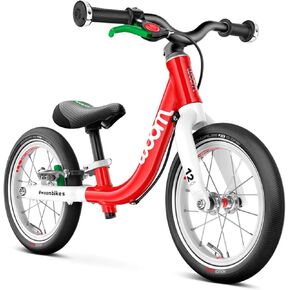 woom 1 Balance Bicycle for Kids 18 Months to 3.5 Years Old, Lightweight 12-Inch Toddler Bike with Handbrake & Steering Limiter, Boys & Girls - Red