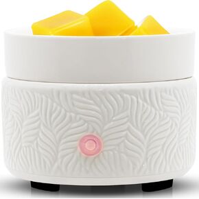 Candle Wax Melts Warmer Burner - Ceramic Essential Oil Warmer 3-in-1 Wax Melter Timer Adjust Fragrance Intensity Auto Shut Off for Scented Wax Tart Cube Aromatherapy Home Office Bedroom Decor Gifts