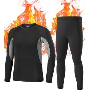 Boys Thermal Underwear Set - Ultra Soft Fleece Lined Long Johns Tops & Bottoms Cold Weather Base Layer for Winter