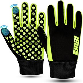 All-Season Waterproof Gloves - Glow in The Dark, Thermal, Touchscreen Compatible - Cycling Gloves, Bike Gloves for Boys Aged 4-12