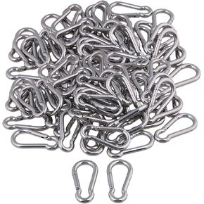 CNBTR M5 50mm 304 Stainless Steel Multifunctional Spring Snap Hook Quick Link Ring Set of 100