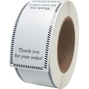 Tamper Evident Food Safety Labels, Thank You for your order, black and white, Roll of 500