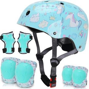 Kids Helmet with Knee Pads Elbow Pads and Wrist Guards,Child Protective Gear for Boys Girls Age 3-5-8 Years fit Roller Skates, Skateboarding, Scooter Bicycle Skate Scooter Skateboard