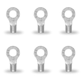 100Pcs #8 Non-Insulated Ring Terminal,16-14 AWG Red Copper Wire Connectors,O-Type Crimp Connector Terminal Kit
