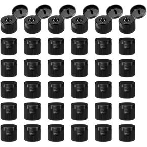 uxcell 36pcs 24/410 Flips Top Caps For Bottles, Replacement Plastic Reusable Non-Spill Bottle Lid for Squeeze Bottles, Refillable Bottles, Plastic, Empty, Shampoo Bottles, Black