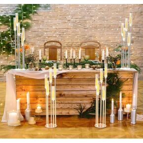 Baoz 4Pcs 45.7Inch Tall Acrylic Candelabra Centerpiece, 5 Arm Acrylic Candle Holder Acrylic Floor Candelabra with Round Base for Wedding Birthday Party Ceremony Home Decoration