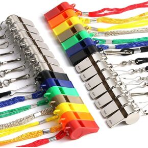 SANNIX 28 Pack Whistle, Coach Whistle with Lanyard Sports Whistles Loud Crisp Sound Whistle for Coaches Referees Training Gyms Emergency