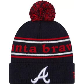 New Era Youth Atlanta Braves Blue Script Cuff Knit Beanie Hat