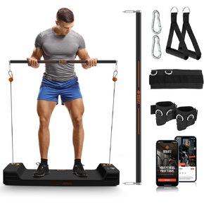 SQUATZ Apollo Board Mini: 150lb Resistance Smart Cable Machine, Functional Trainer for Full Body Workouts, Full Body Strength, Digital Home Gym Equipment with Free App includes Accessories, Orange