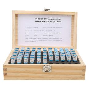 Pin Gage Set Plug Gage Set, Needle Gauge Kit, Metric Pin Gage, 50pcs 0.5-0.99mm Plug Pin Gage Set 0.001mm Tolerance Bearing Steel Precision Tool