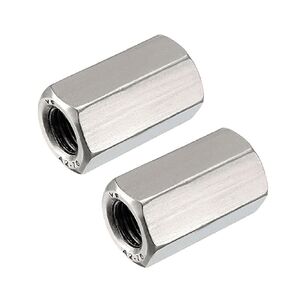 2PCS M8 X 1.25-Pitch 25mm Length 304 Stainless Steel Metric Hex Coupling Nut